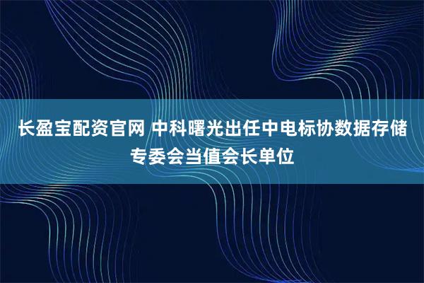 长盈宝配资官网 中科曙光出任中电标协数据存储专委会当值会长单位